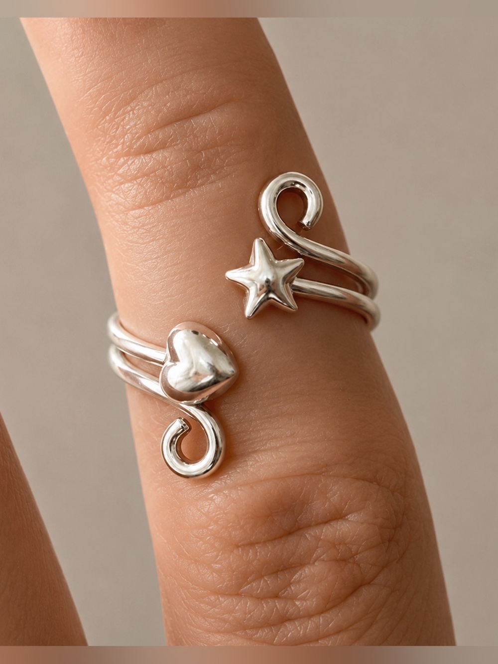 Sterling silver adjustable boho ring